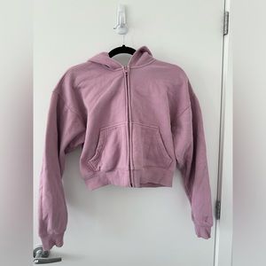 Aritzia TNA Cropped Boyfriend Full Zip Hoodie XS in pink